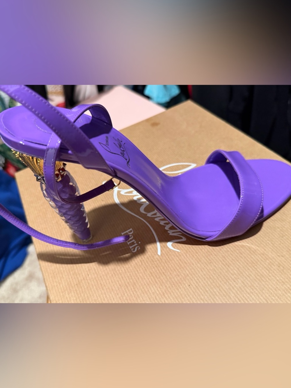 Christian Louboutin Violet Patent Sculptural-Heel Sandal